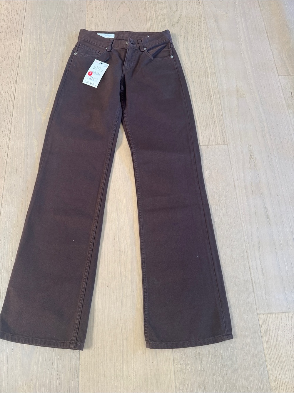 Zara Brown High-Rise Straight Jeans